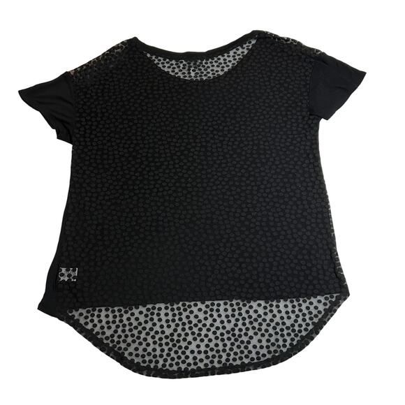 Jaye.e Crewneck Mixed Media High Low Top Size L Minimalist Casual Polka Dot - Picture 2 of 8